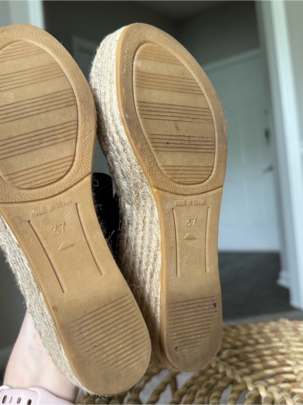 Macarena Black Platform Espadrille Slide Sandals with Double Straps Women’s 37 - Picture 10 of 11